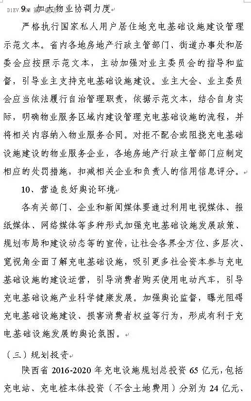 陜西省發布充電基礎設施規劃 2020年計劃建樁超過9.44萬